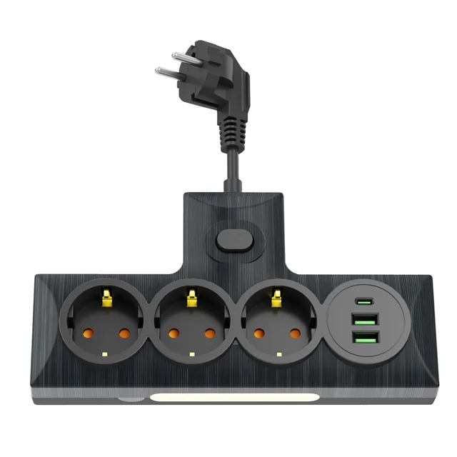 New Design European Wall Socket 3 Ways Power Strip With USB TYPE C Extension Socket Wholesale