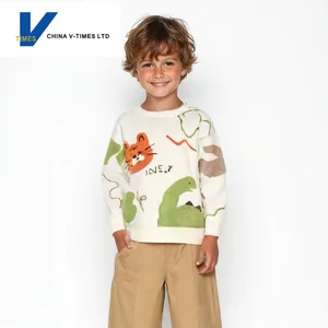 China V-Times Baby Boys' 2026 Autumn New Style Button Pullover Sweater Breathable Spandex Cotton Stylish Tops Children Clothing