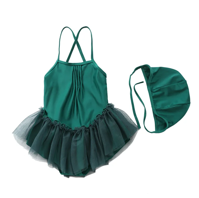 2024 модные детские купальники милые детские купальники для девочек балерина платье маленькая принцесса купальник с шляпой