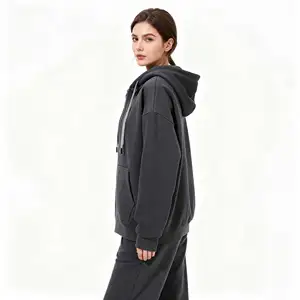 Autumn Spring Unisex Gray Zip-up Sweatshirt-Comfortable Casual Daily Hip Hop Pullover with Anti-Wrinkle & Anti-Pilling Features