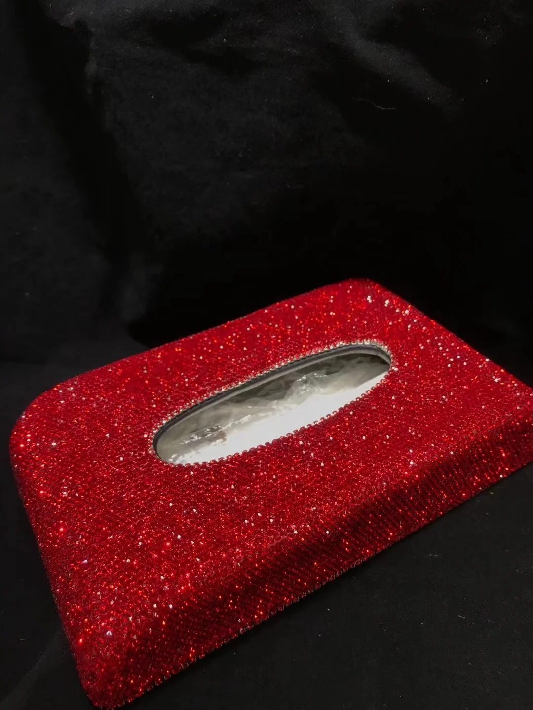 High quality paper napkin holder car interior diamond tissue box customized rhinestone boxes