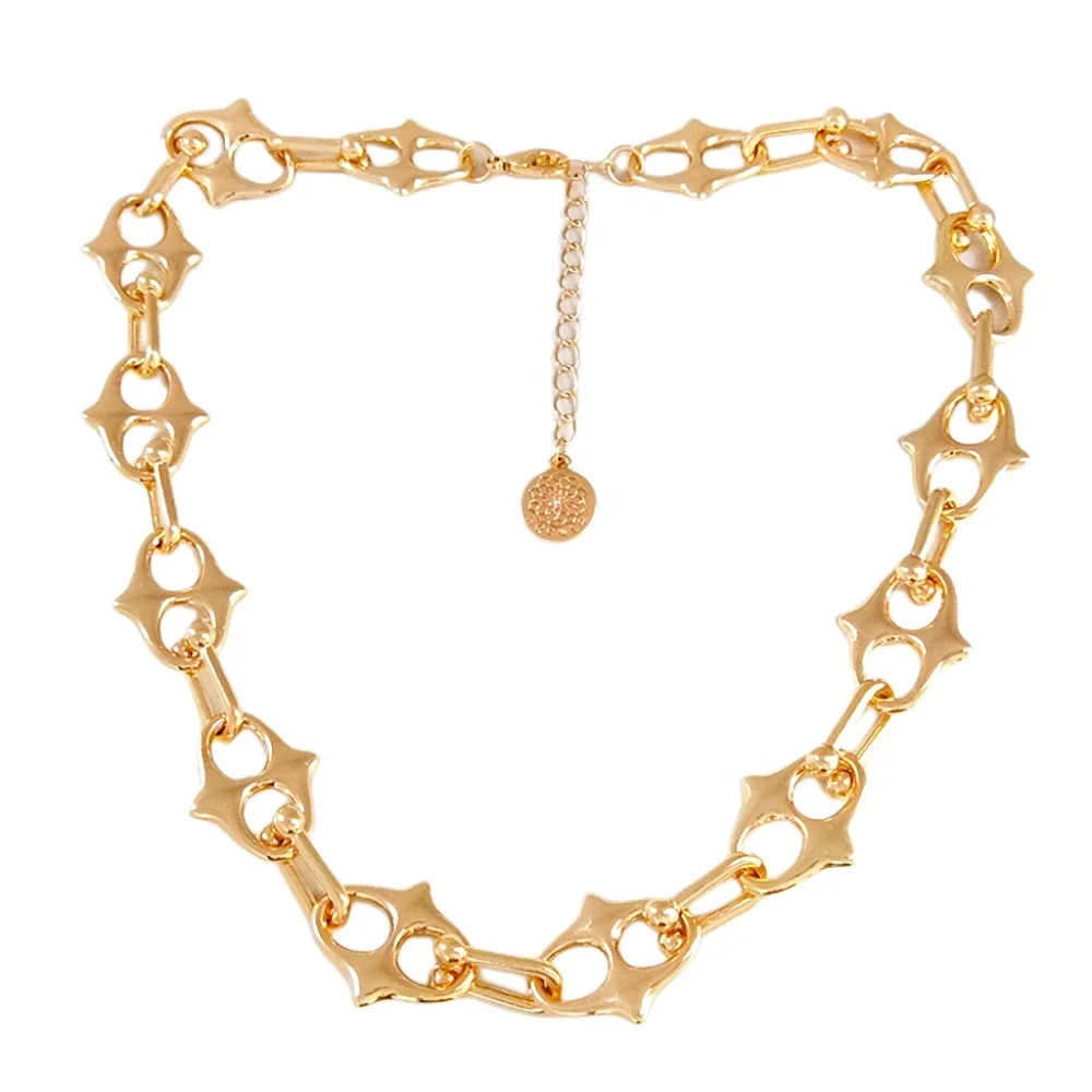 Factory Custom 18K Gold Plated Women's Geometric Chain Choker Necklace Classic Style Alloy Jewelry Anniversary Wholesale