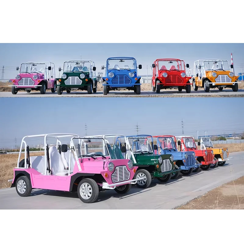 Classic Off-Road Tire Electric Mini Moke for Car Beach & Sightseeing Vehicle 96V 10KW 4 Passengers Customized Color