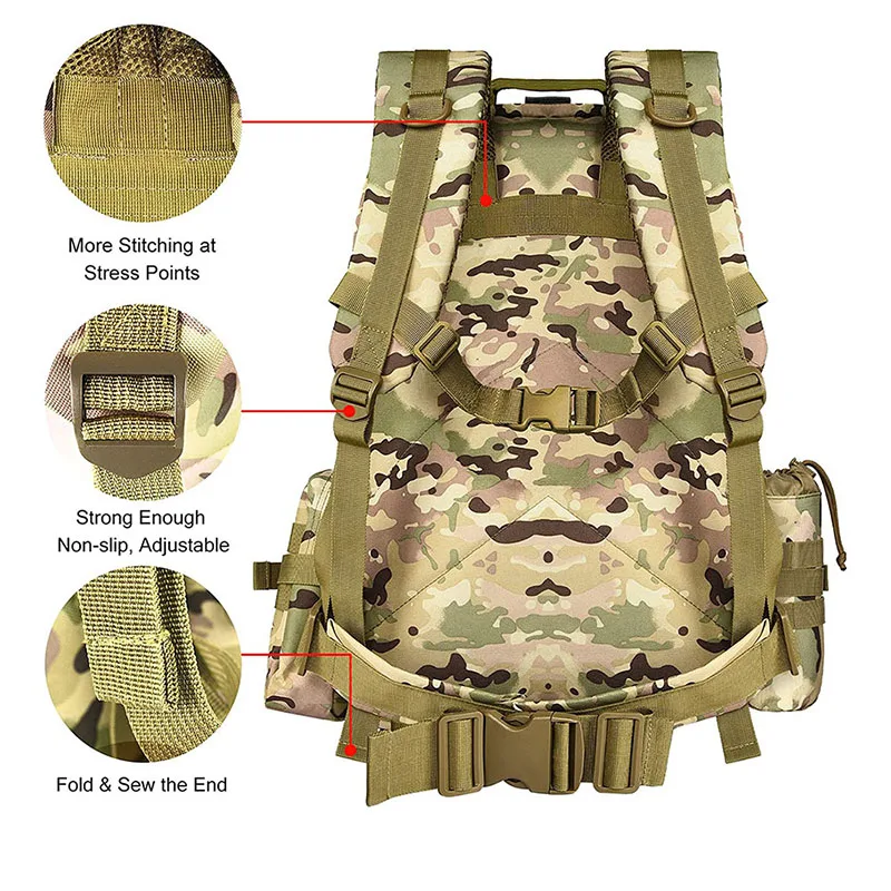 High Capacity Training Backpack Waterproof Tactical Backpack for Hiking Outdoor Travel Camouflage Tactical Backpack