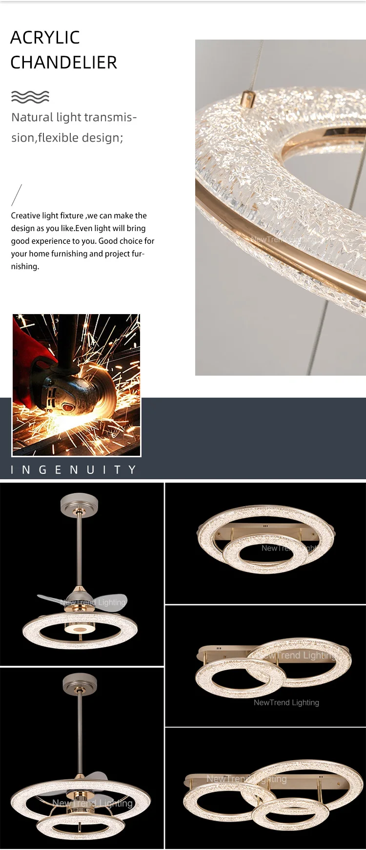 lc9880 indoor decoration round pendant light living dining room restaurant staircase home villa acrylic ceiling led ring chandelier-1