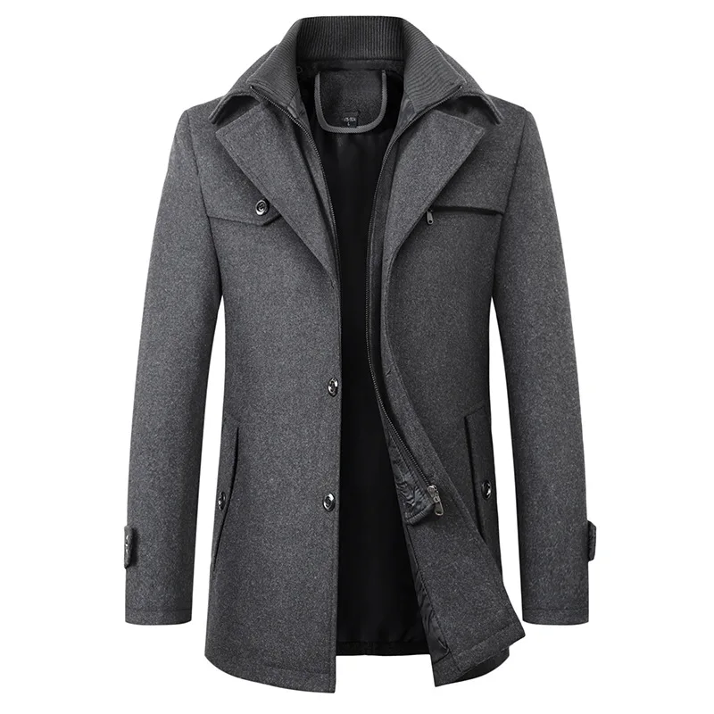 Autumn & Winter Men's Double Collar Coat - Waterproof Plus Cotton
