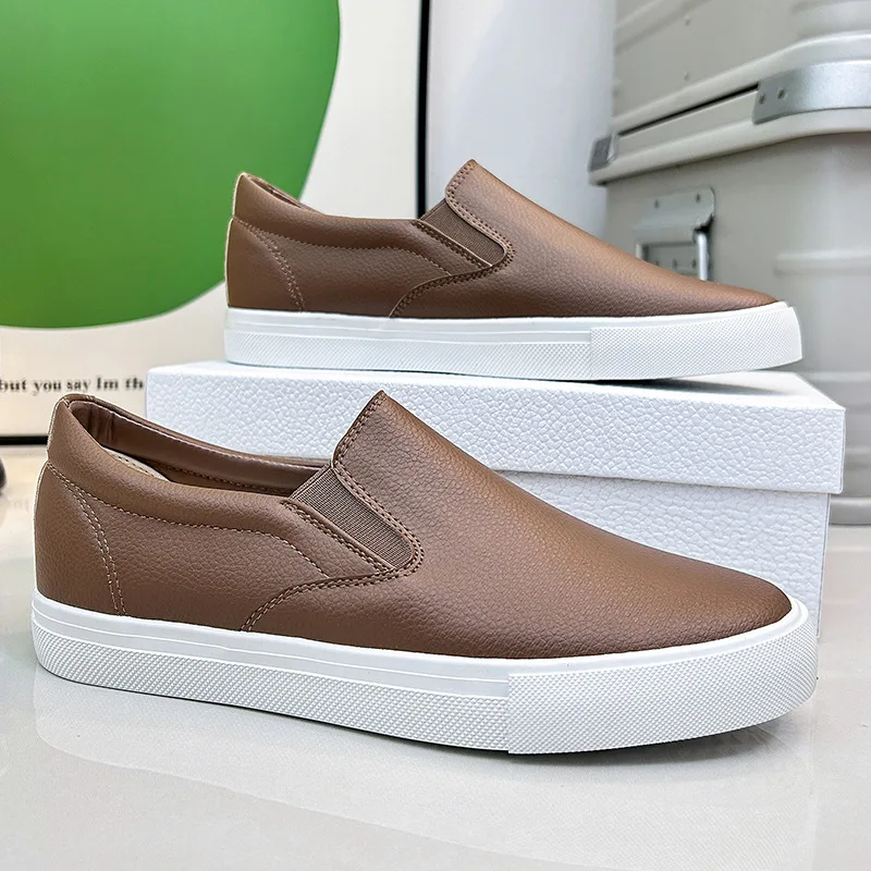Slip On Leather Mens Tennis Shoes Shop Durable Lace-up Running