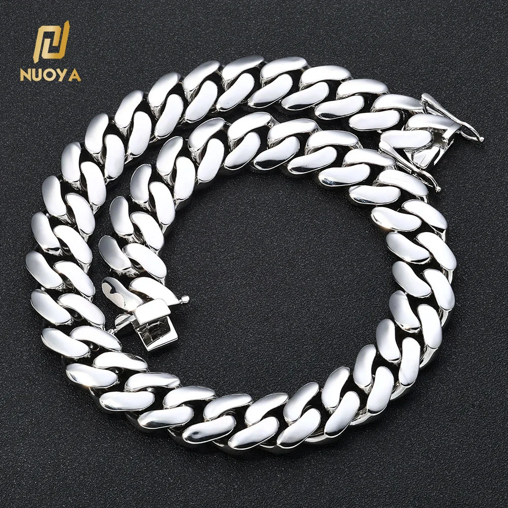 NUOYA Customized 10/12/15/19/22mm Miami Cuban Link Chain Necklace for Men 18K Gold Plated Hip Hop Jewelry Wholesale Cuban Chains