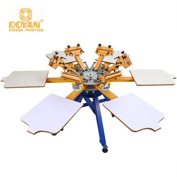 新しい6色6ステーション手動シルクスクリーン印刷機使用手動
