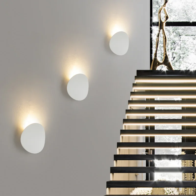 LED wall lamp round white black balcony courtyard bedroom bedside aisle modern decorative wall lamp
