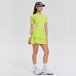 Lady Tennis Clothing Short Sleeve Golf Skirt Running Fitness Women Sportswear Tennis T Shirt Quick Dry Golf Cake Skirts