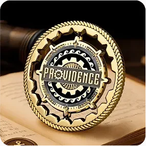 Providence gear spinner coin on antique book
