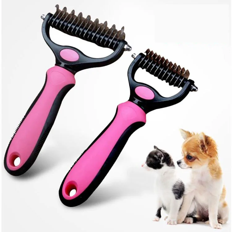 Pet Dematting Comb  Grooming Comb  for Dogs and Cats Gently Removes Loose Undercoat Dog Beauty Comfo