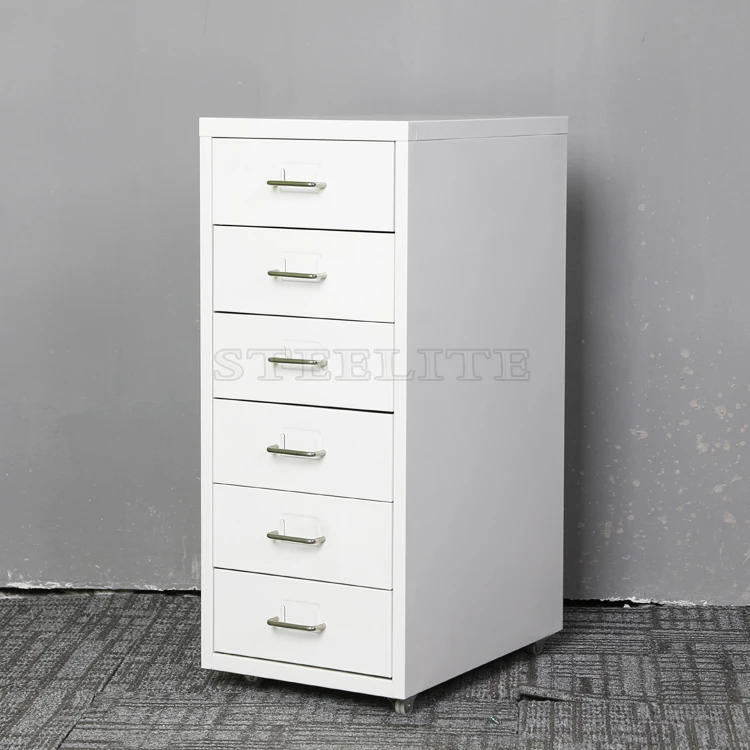 Knock Down Structure Red Slim 6 Drawer Laptop Storage Cabinet Helmer Steel Filing Cabinets with Wheels