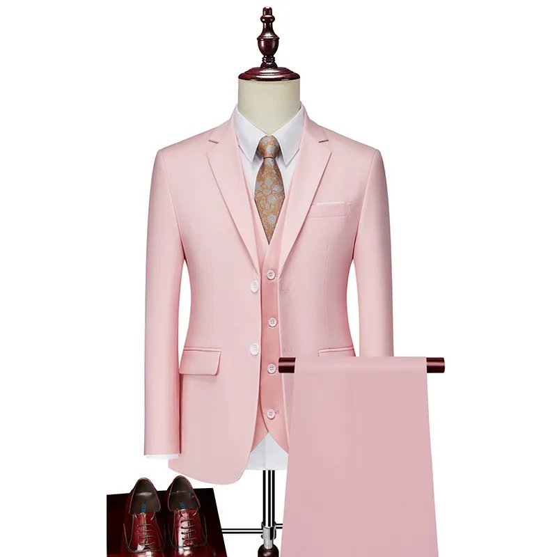 Y2603 British Style Business Suit for Men Slim Fit Jacket+Vest+Pant 3 Piece Set Formal O aperçu 11