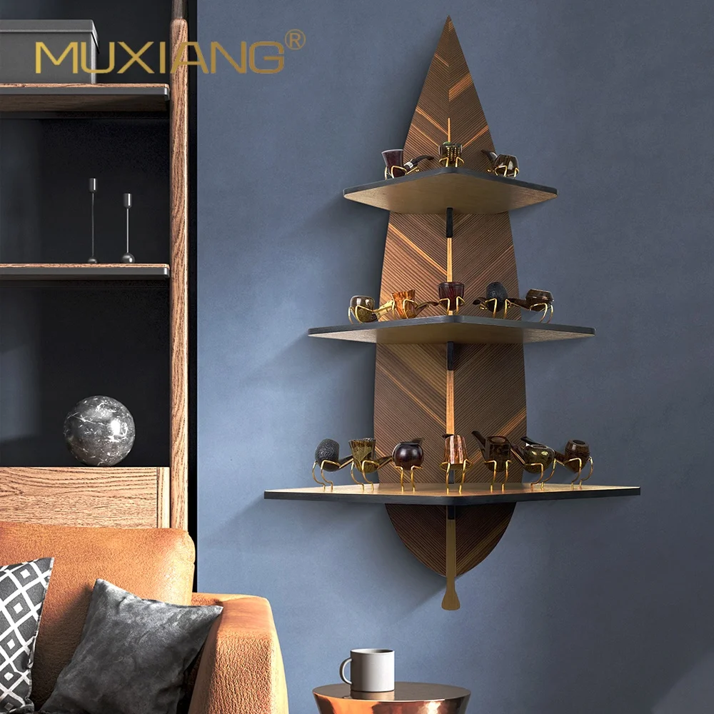 New Leaf Design Solid Wood Wall Mounted Tobacco Pipe Rack Display Smoking  Pipe Holder for Collection Home Decor Storage