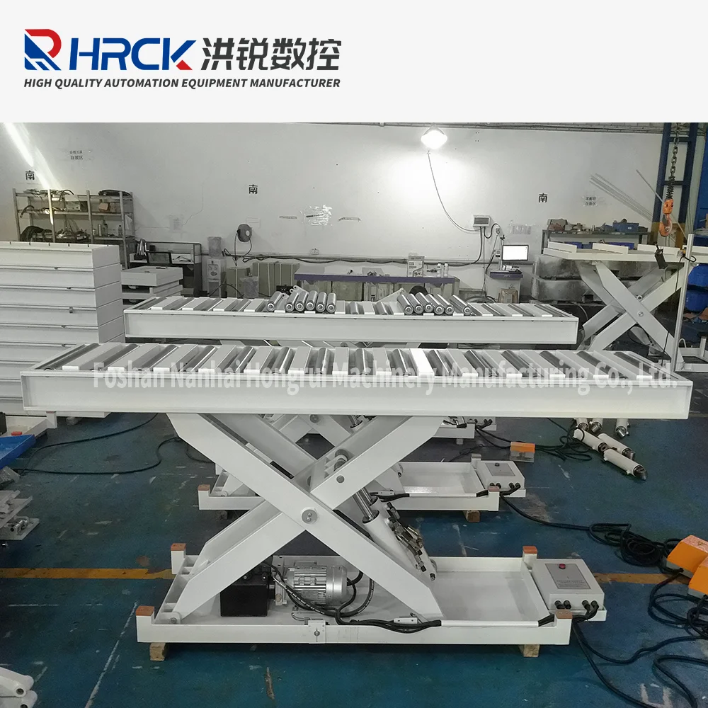 hongrui Mechanical 3 Tons Heavy DutyHydraulic Scissor Lift Table with Powered Roller Surface OEM with CE Certificate