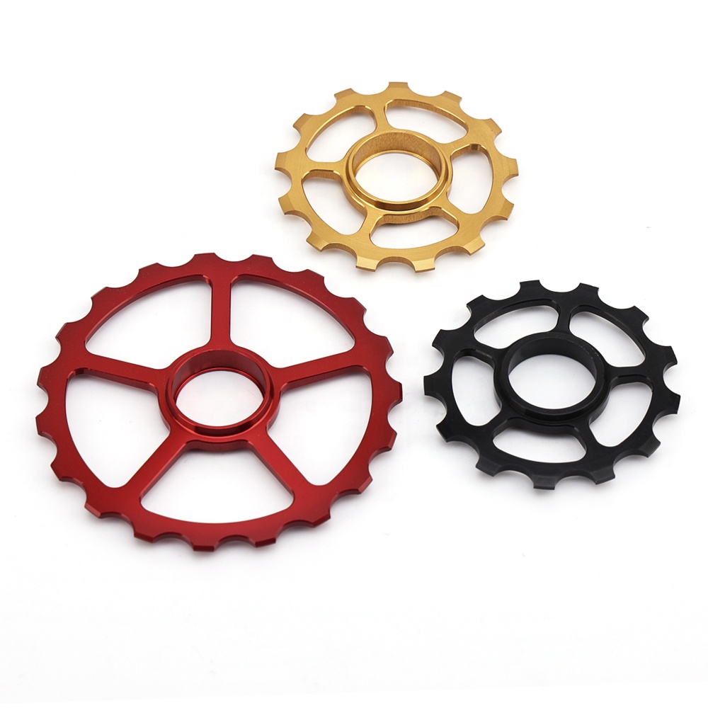Китай высокое качество ЧПУ медный алюминиевый сплав шестеренка дорожный велосипед al7075 направляющее колесо звездочка трансмиссионный шкив обработка
