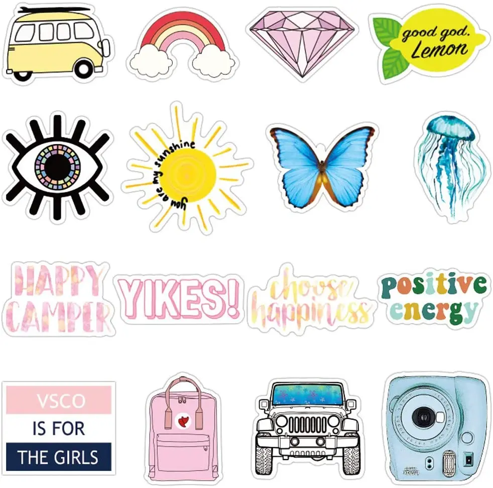 wholesale wholesale 100pcs set custom die cut vsco stickers aesthetic laptop cartoon cute sticker waterproof vinyl stickers for kids from m alibaba com