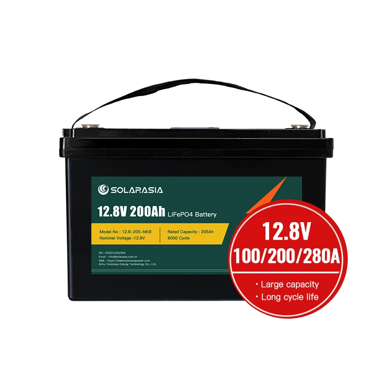 Eco-friendly and Energy-saving Long Lifespan 12V 24V 100Ah 200Ah LifePo4 Lithium Ion Battery Pack Green and Environmentally