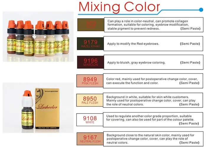 Высококачественные полукремовые пигментные чернила подходящие для машинки перманентного макияжа и ручки