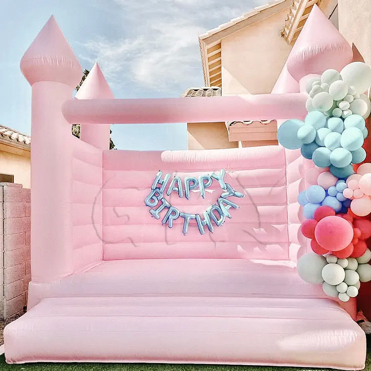 Modern Luxury Baby Pastel Pink Bouncer White Bounce House Bubble Gum