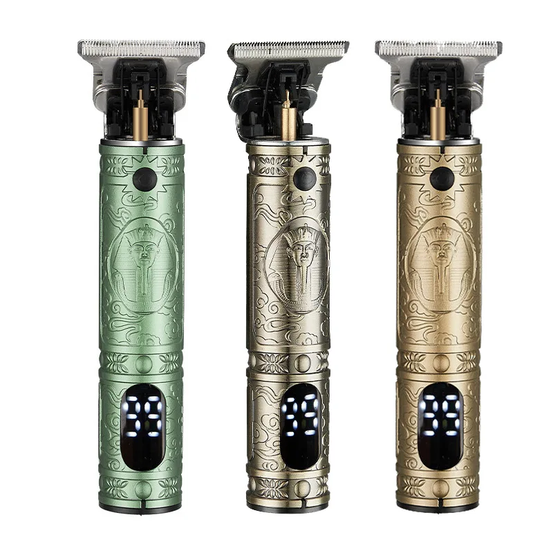 Машинка для стрижки волос Gold Trimmers с зарядкой от USB, профессиональный триммер для бороды с ЖК-дисплеем, электрическая машинка для стрижки волос T-blade
