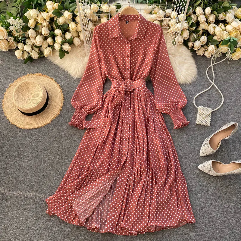 ！トラさん！Pleats collar Chiffon Dress Women Chiffon Pleated Floral Dress Tie Neck Ruffle Midi Long