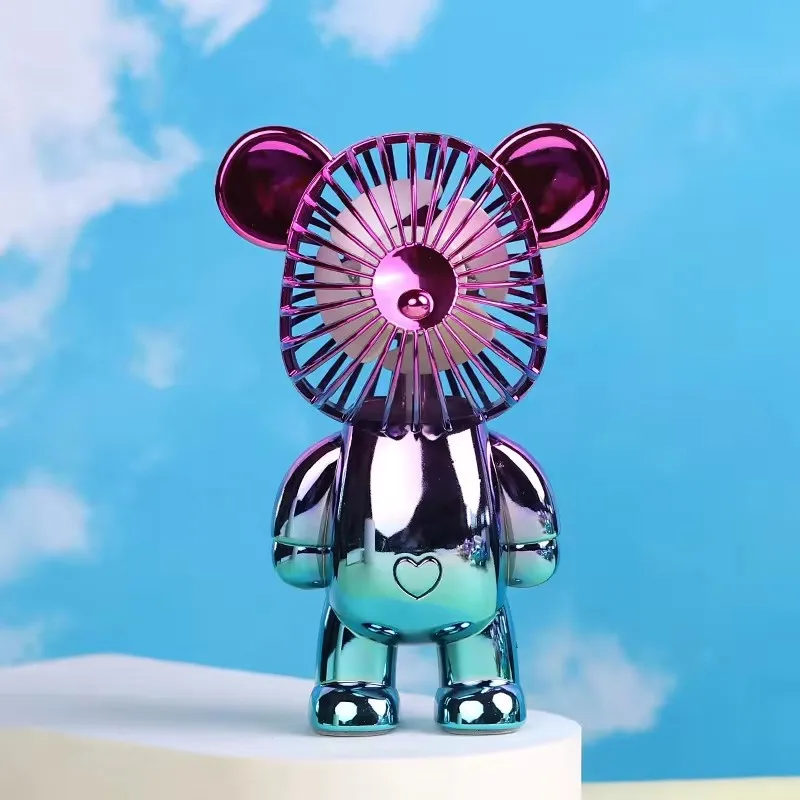 Gradient Gloomy Bear Handheld Mini Portable Pocket Fan USB Rechargeable Table Fan Personal Cute Small Handheld Fan for Kids Gift