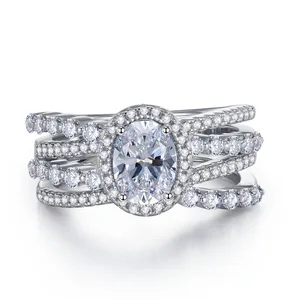 New 925 Silver 6*8 High Carbon Diamond Oval Ring for Women Luxury Micro Set Ring