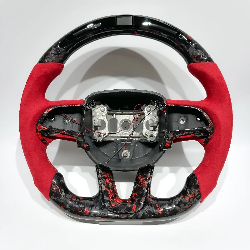 Forged Carbon Steering Wheel for Dodge Durango – Red Accents, LED Display