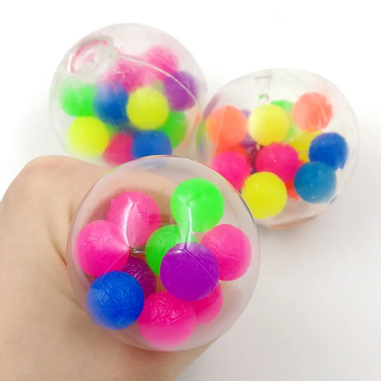 Wholesale Hot Sale Squeeze Ball Toy DNA Colorful Beads Relieve Promotional Color DNA Stress Ball Fidget Toy