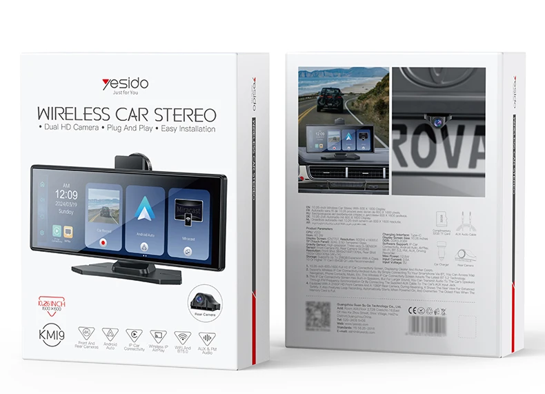 Yesido شاشة دعم عالية الدقة أمامية وخلفية 60 هرتز مع كاميرا احتياطية b5.2 بوصة 4 في 1 للسيارة نظام ملاحة صوت/فيديو