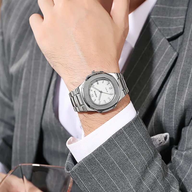 Relogio Masculino VA VA VOOM 2453 Men Luxury Watches Stainless Steel Quartz Luminous Fashion Waterproof Outdoor Sport Watch