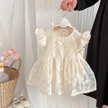 2025 Summer Collection Casual 100% Cotton Baby Girl Rompers Korean-Style Short-Sleeved Triangle Climbing Suit Button Newborn