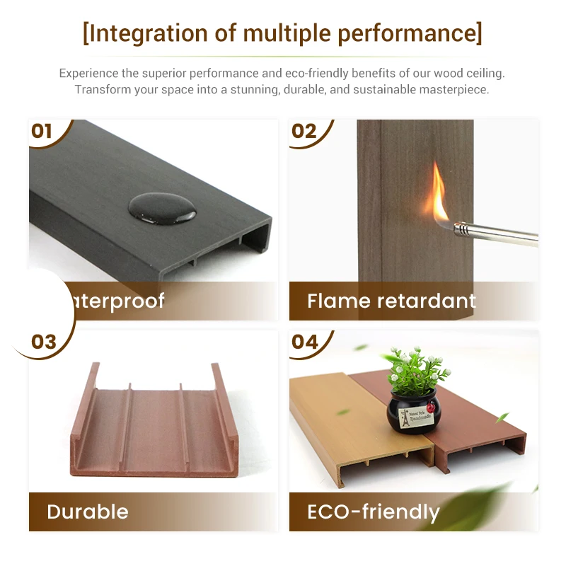 Plastic Composite Ceiling Decorative Roof Ceiling WPC  Modern Waterproof False Ceiling Wall Panel