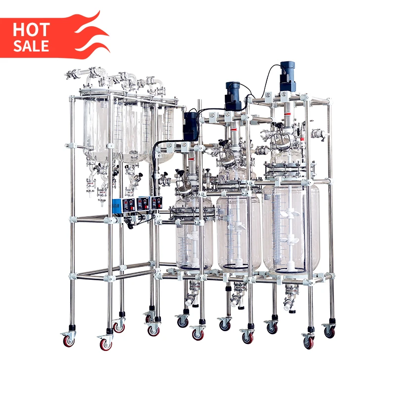 Réacteur en verre de 20L pour laboratoire, réacteur en verre à double enveloppe avec refroidisseur à air évaporatif