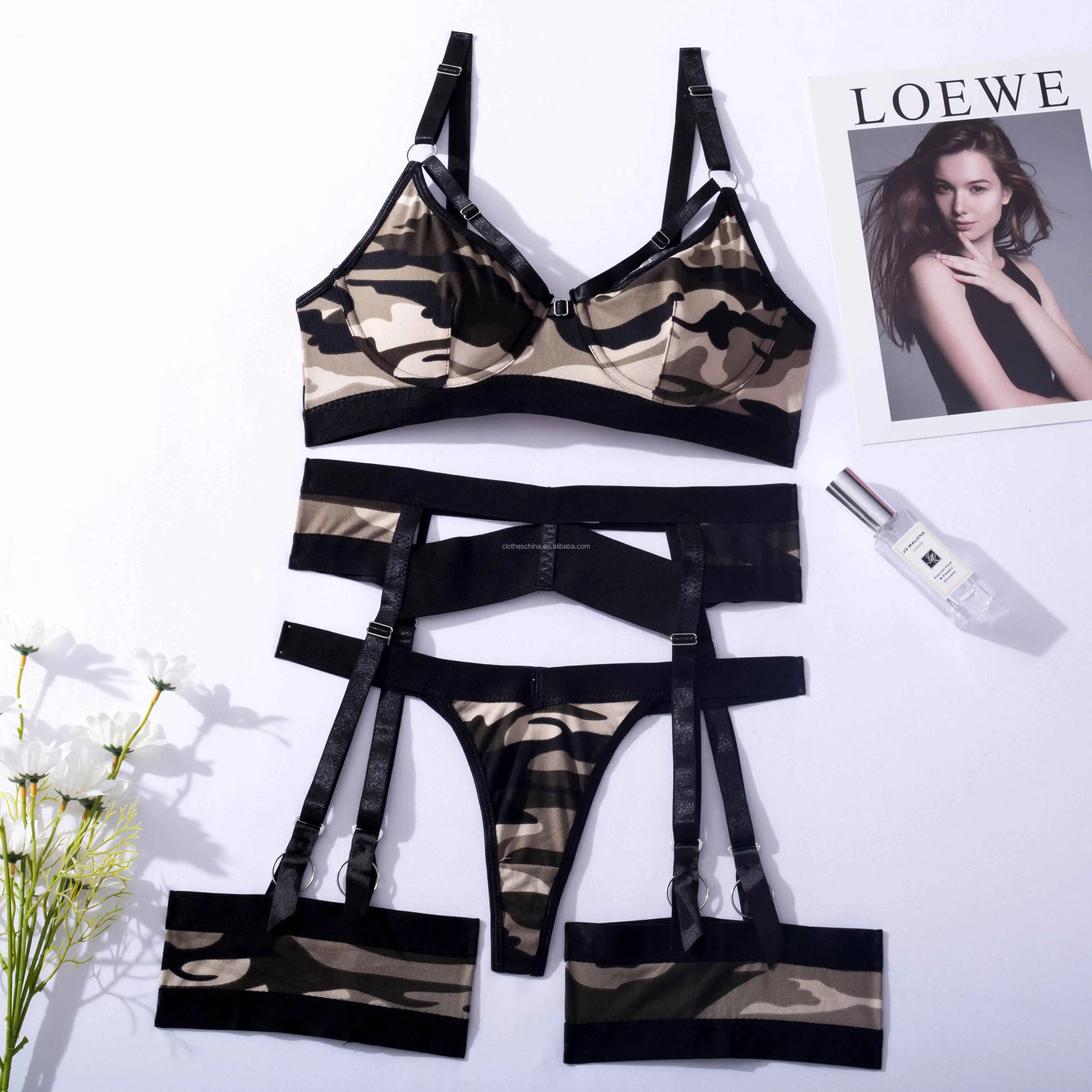 Chuangerm High Quality Sensual Lingerie Set Sexy Garter Sheer 3x Plus