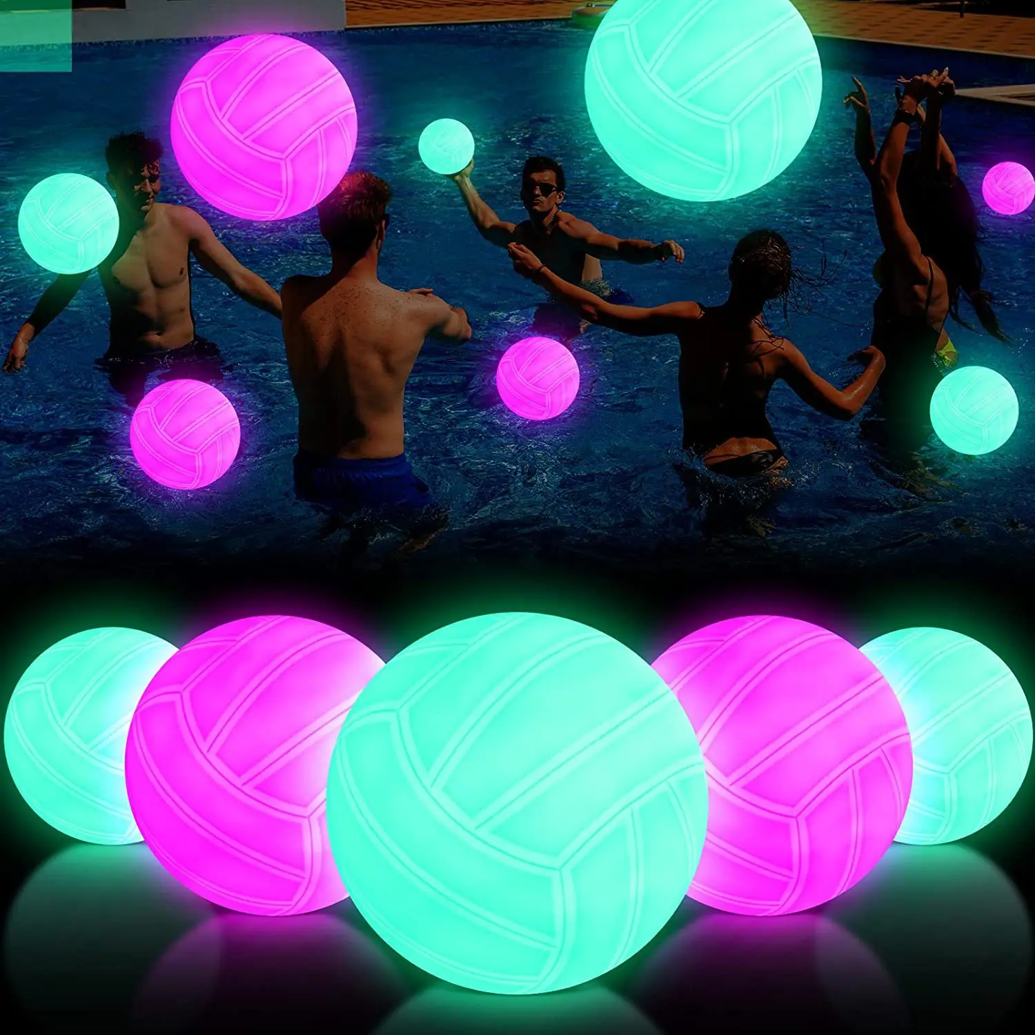 Glow in The Dark Volleyball Light up Led Beach Volleyball Waterproof Glowing Balls for Teens Family Swimming Outdoor Pool Party