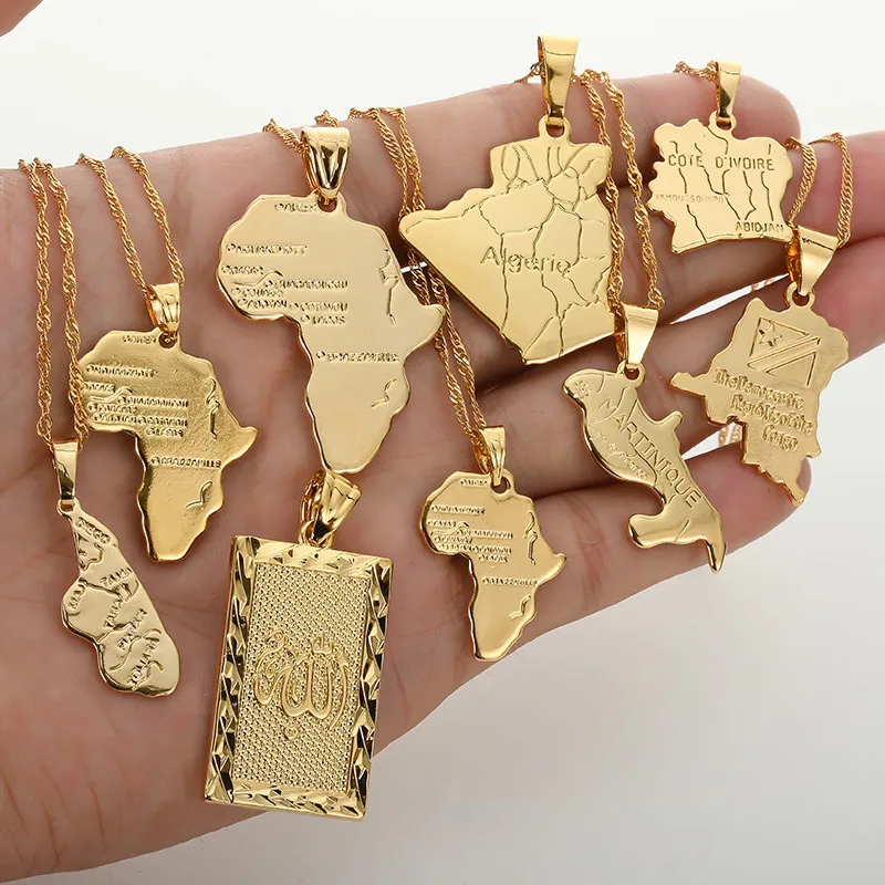 Africa Congo Algeria Map Pendant 