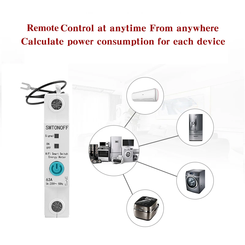 Best Price 1P 63A Din Rail WIFI Circuit Breaker Smart Timer Switch Relay Remote Control EWeLink Smart Home Support Alexa Google