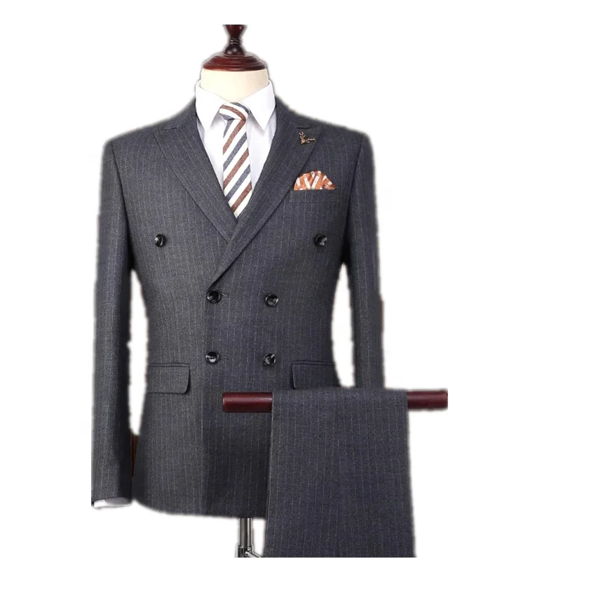 MTM Made to Measure Spring and Autumn Custom Menswear Dress Pants Suit Navy Blue Striped Business Man Suit