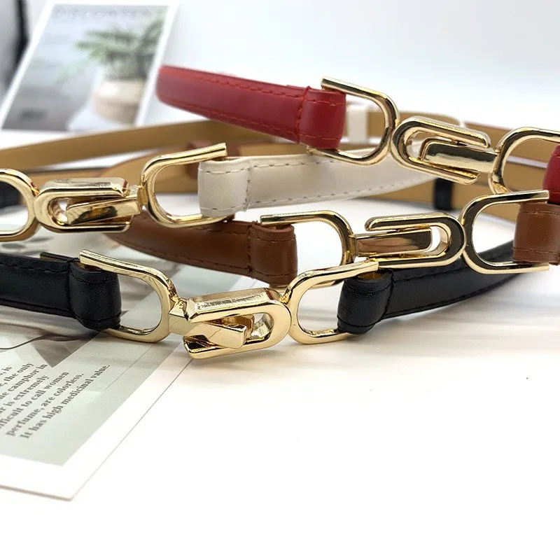 chinese dress ladies Women's Belt for Dresses–Slim Leather Strap-Lucky Horseshoe Buckle main image 1