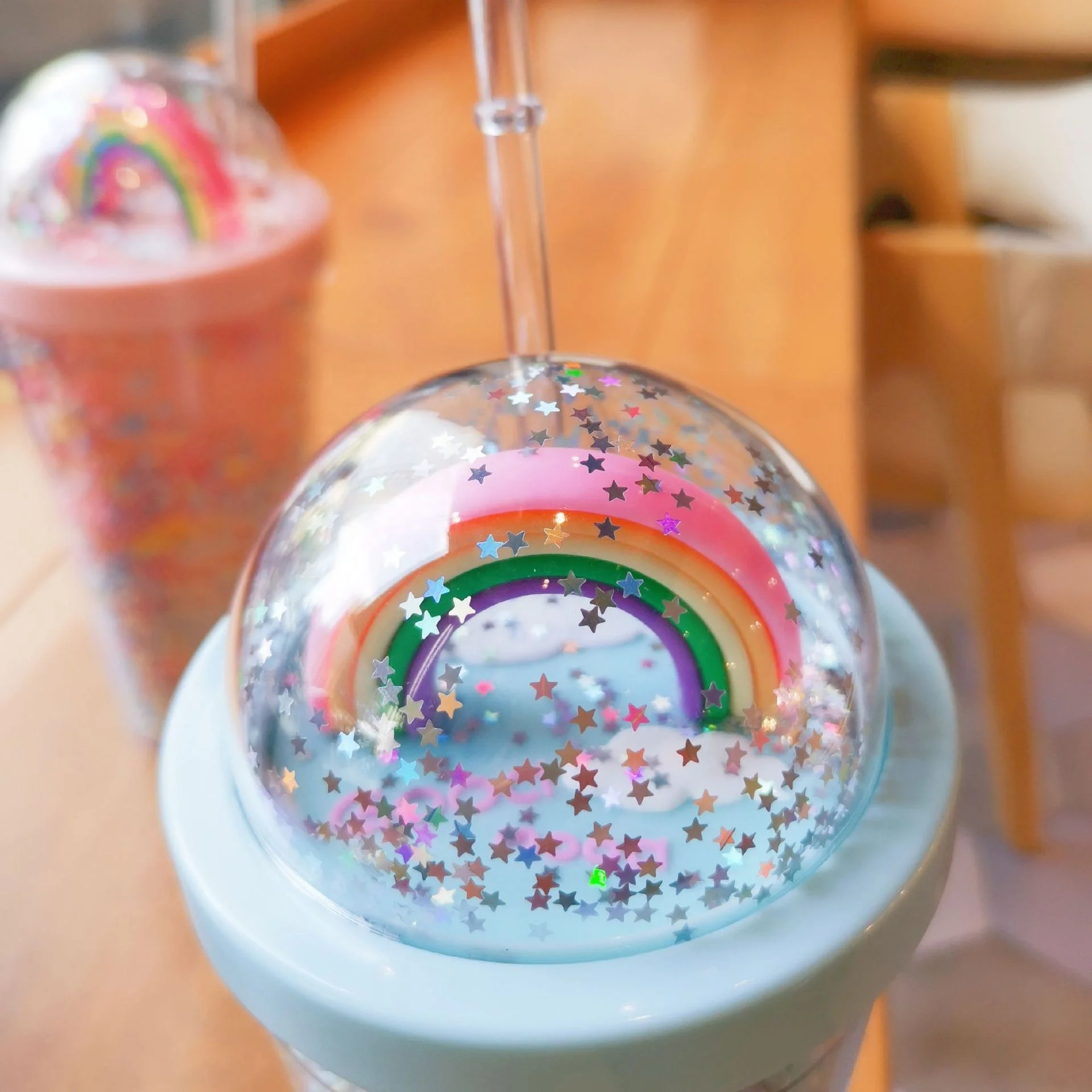 Creative Cute Colorful Beads rainbow Cups Girls Plastic Water Bottle for Adults