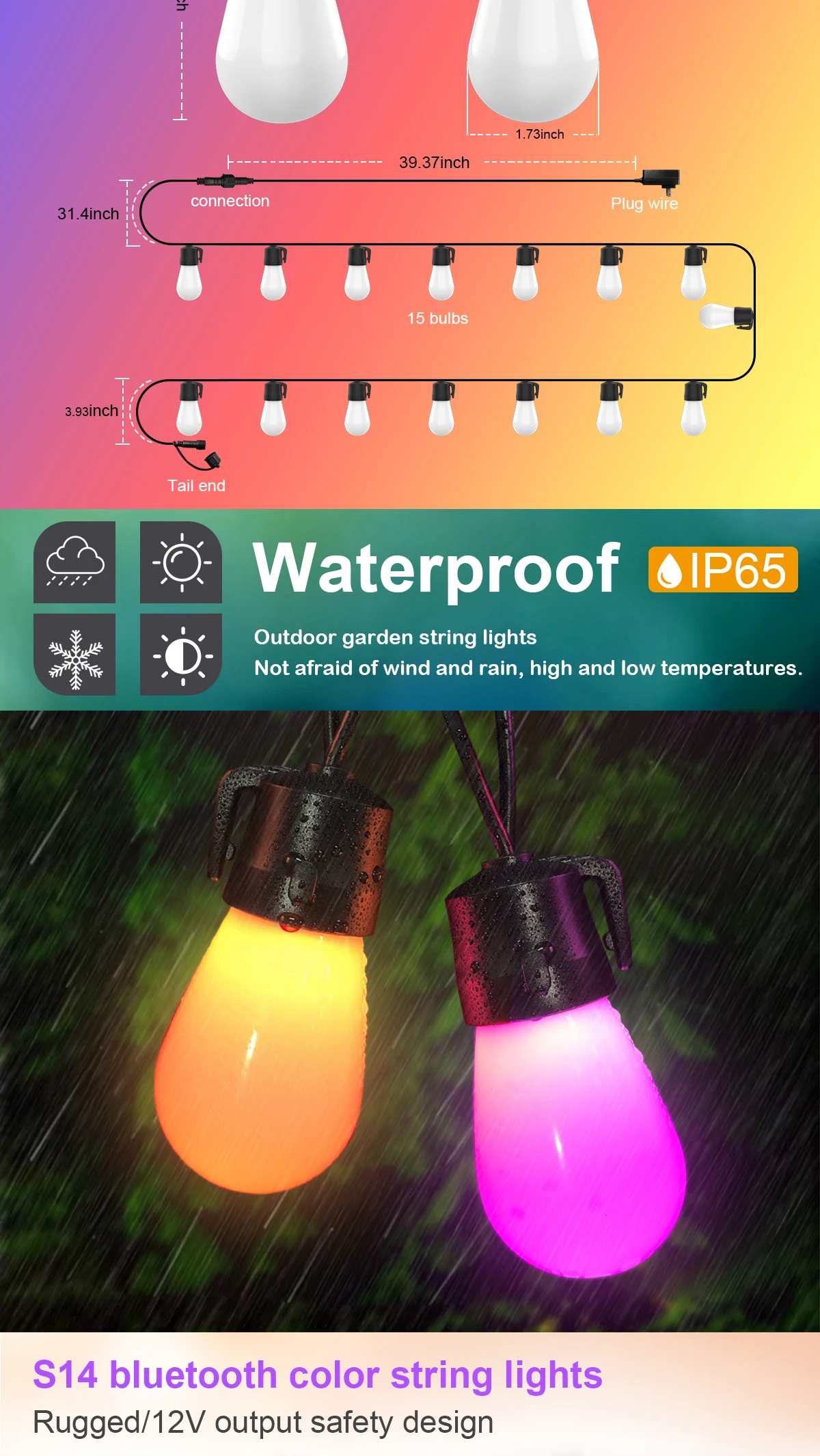 product 2024 new outdoor wireless rgb waterproof decorative light string oem wedding remote control decorative colorful light string-39