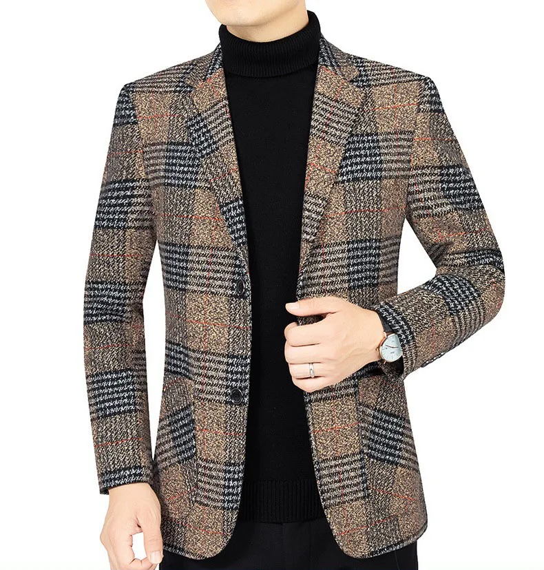 Men's Plaid Suit Coat Jacket For Autumn - Stylish Casual Look_voghion.com