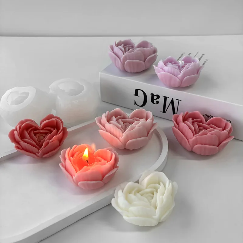 Heart Flower DIY Handmade Soap & Gel Gypsum Candle Silicone Mold Rose Aromatherapy for Cake Tools Rose Mold manufacture
