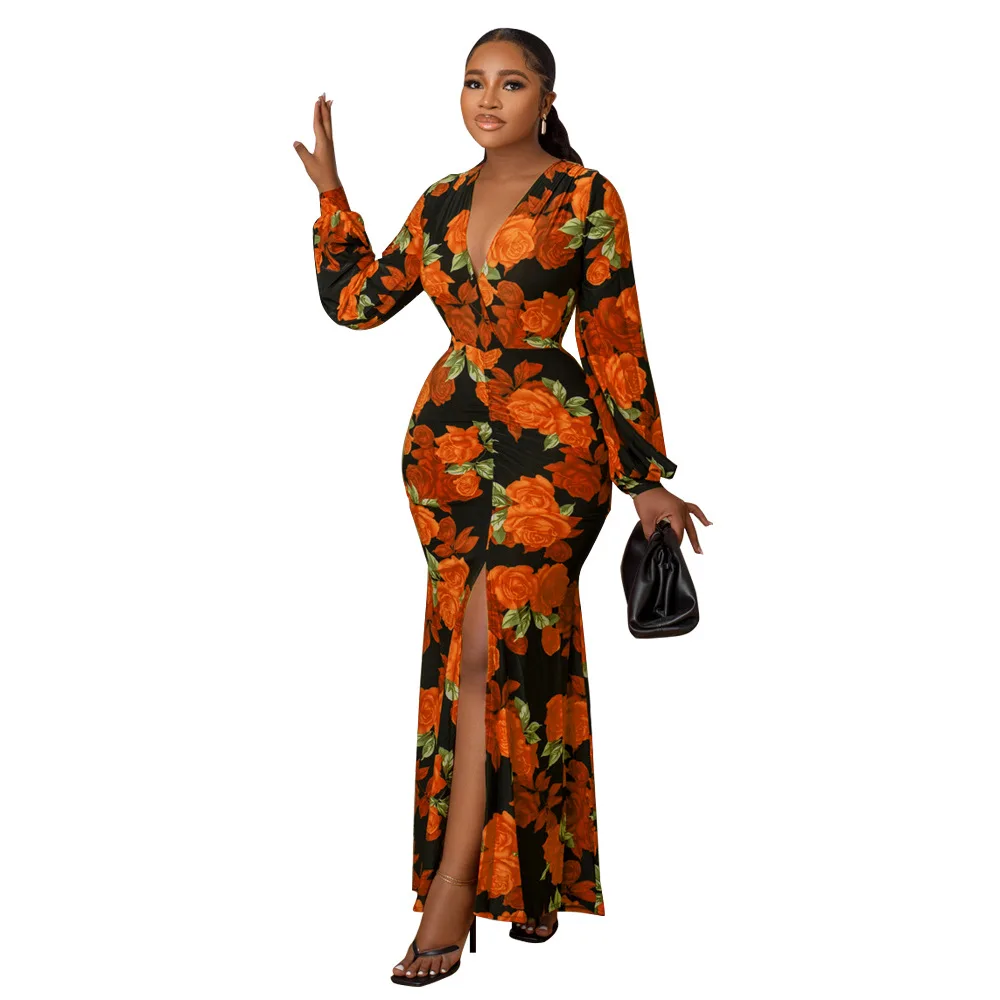 Spring Fall Women Clothing Ladies Temperament Lady Elegan Dresses Fashion Printed Women's Loose Casual Dress Spring Fall Women Clothing Ladies Temperament Lady Elegan Dresses Fashion Printed Women's Loose Casual Dress