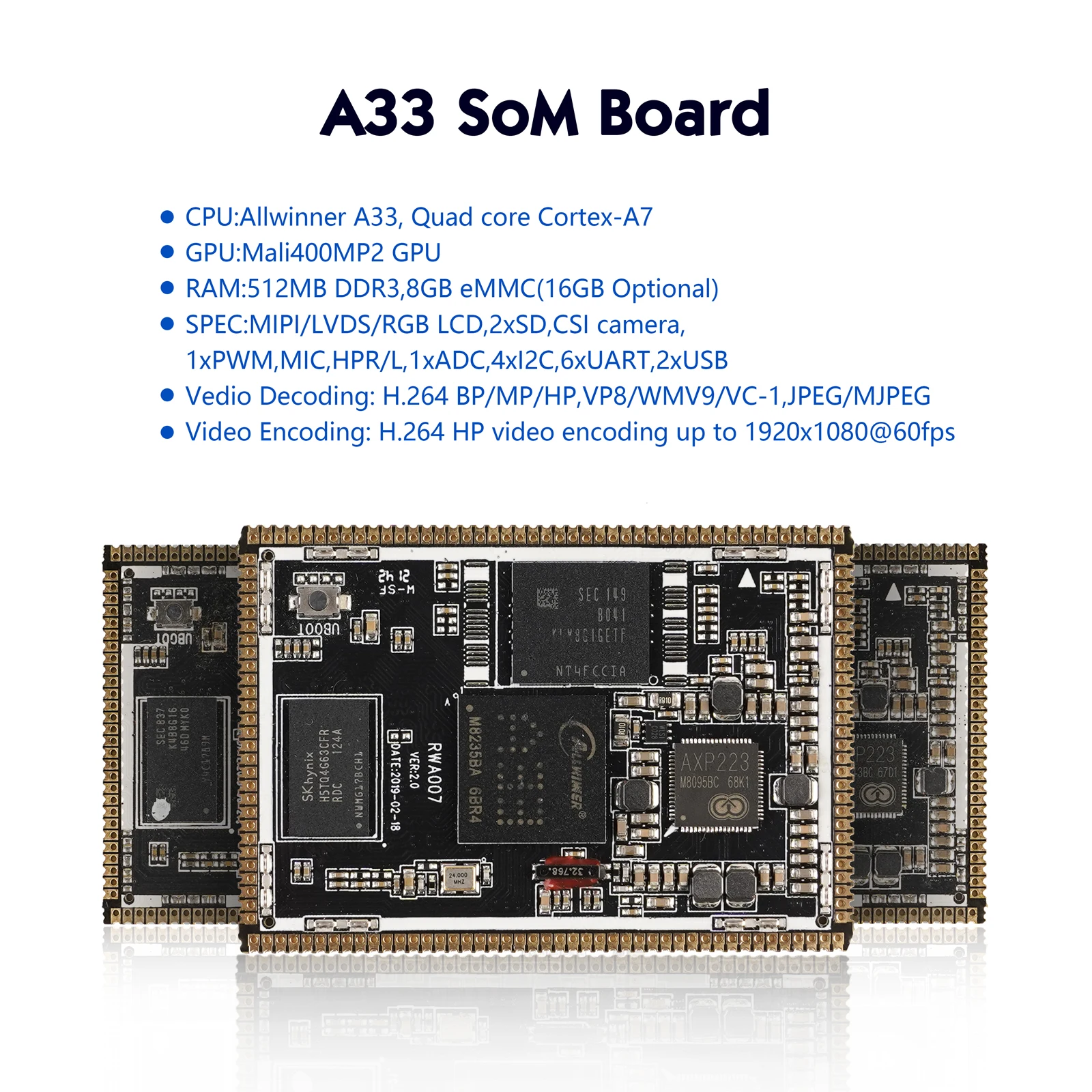 Lowest Android Solution Allwinner A33 SoM Boar WiFi USB MIPI RGB LCD 512MB 8GB For Android Intercom And Smart Home Automation