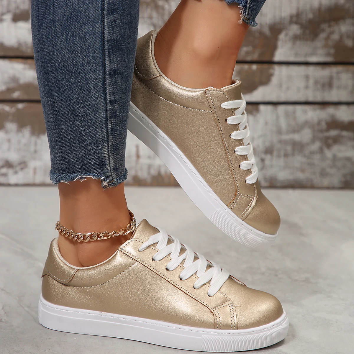 Ladies Casual Sport Shoes Four Seasons Lace-Up Leisure Sports Comfortable  Fabric Upper Yellow US Size for Spring Autumn Outdoors